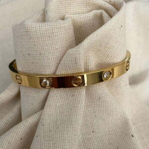 Luxury Screw Motif Bangle with Crystal Accent